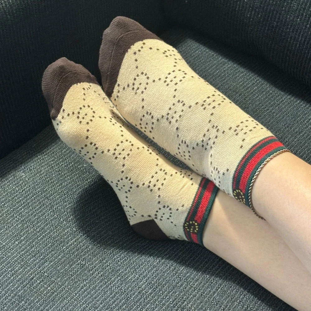 Chic Beige and Brown Women's Socks
